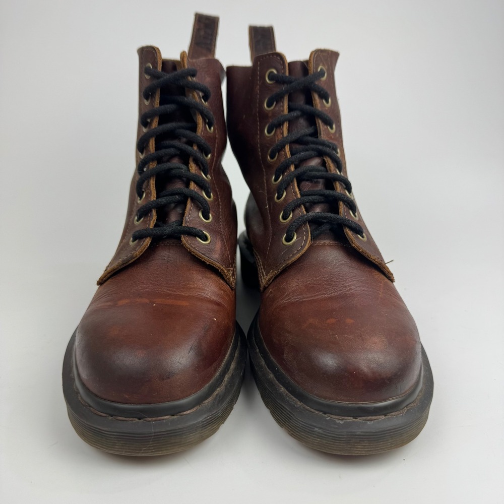 Dr Martens 1460 Pascal Harvest Leather Combat Moto Boots Brown Size 10 grunge - Picture 2 of 12